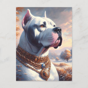 Cartão Postal Pintura Retro Dogo Argentino