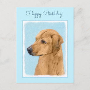 Cartão Postal Pintura Ridgeback da Rodésia - Arte Cachorra Origi