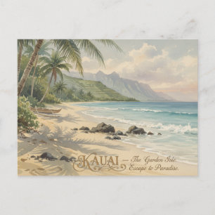 Cartão Postal Pintura Romântica da Praia de Kauai