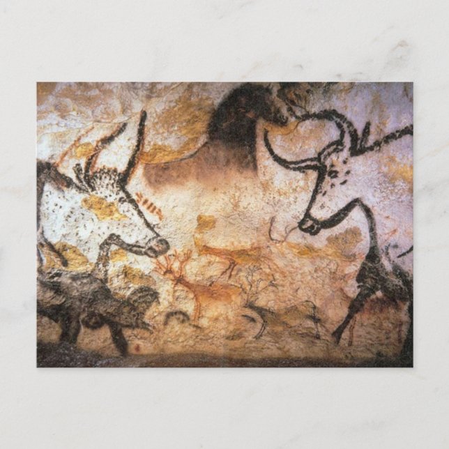 Cartão Postal Pintura Rupestre dos Touro de Lascaux (Frente)