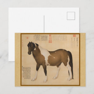 Cartão Postal Pintura Rústica de Cavalo Zen - Tons Neutros Terro