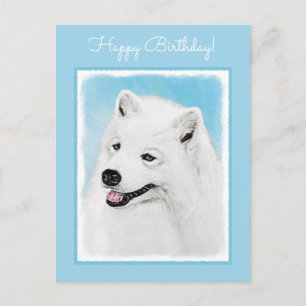 Cartão Postal Pintura Samoyed - Arte Cachorosa Original