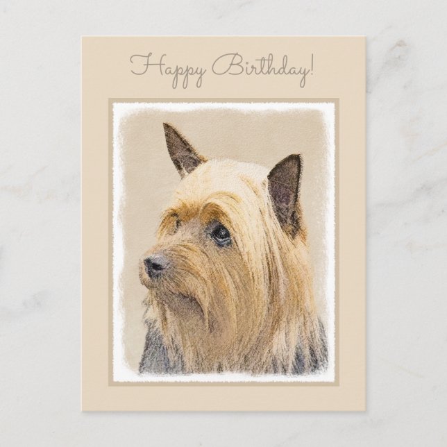 Cartão Postal Pintura Silky Terrier - Arte Cachorro Original Cac (Frente)