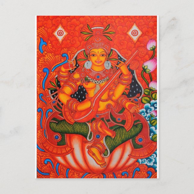 Cartão Postal PINTURA SUDANESE INDiana TANJORE SARASWATI (Frente)