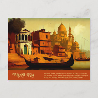Cartão Postal Pintura Varanasi Índia