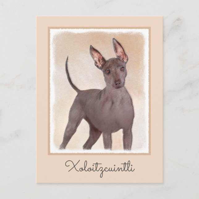Cartão Postal Pintura Xoloitzcuintli - Arte Cachorra Original (Frente)