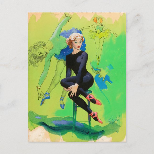 Cartão Postal PinUp de ginástica (Frente)