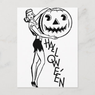 Cartão Postal Pinup de Halloween Retro