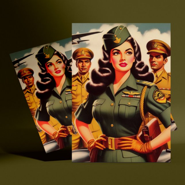Cartão Postal Pinup Militar Retroativo (Criador carregado)