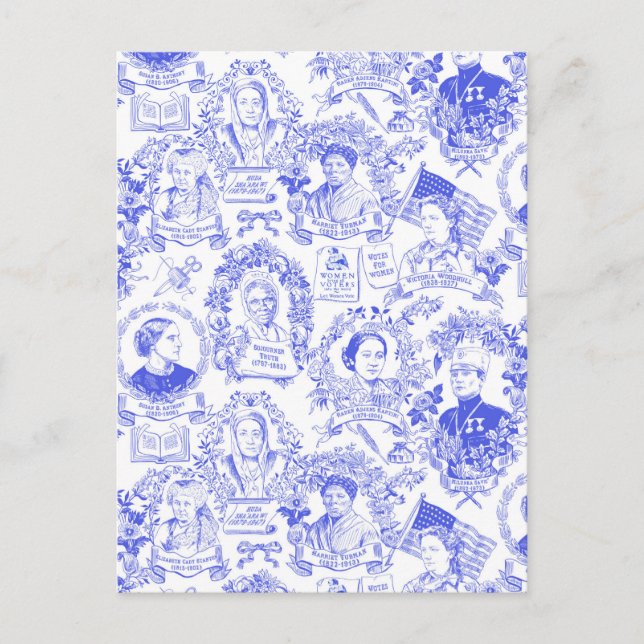 Cartão Postal Pioneiros Feministas Históricos - Toile Azul (Frente)