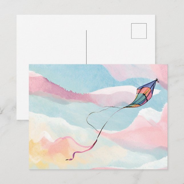 Cartão Postal Pipa Voadora | Céu Arejado em Aquarela (Frente/Verso)