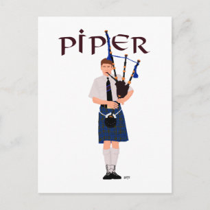 Cartão Postal PIPER Xadrez Azul