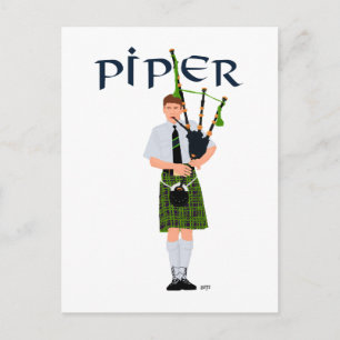 Cartão Postal PIPER Xadrez Verde