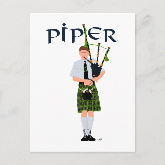 Cartão Postal PIPER Xadrez Verde (Frente)