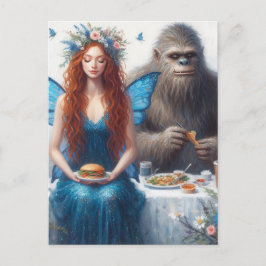 Cartão Postal Piquenique da Fada e do Sasquatch