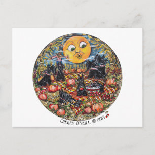 Cartão Postal Piquenique de Halloween do Scottish Terrier