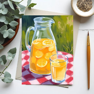 Cartão Postal Piquenique de Limonada Limões Frutas Pintadas