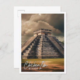 Cartão Postal Pirâmide de Chichen Itza México, famosa viagem