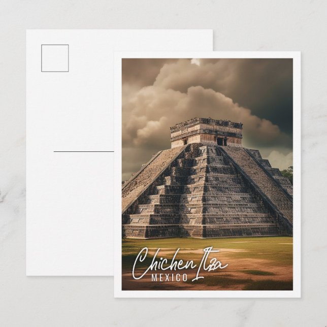 Cartão Postal Pirâmide de Chichen Itza México, famosa viagem (Frente/Verso)