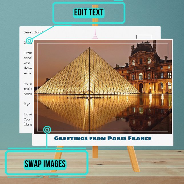 Cartão Postal Pirâmide do Museu do Louvre de Paris (Instead of buying postcards, use this template to customize text & share your own photo.)