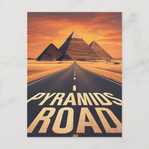 Cartão Postal Pirâmides Ardentes Estrada Egito Deserto Arte