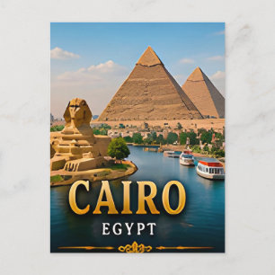 Cartão Postal Pirâmides do Cairo e Esplendor Atemporal do Nilo