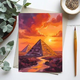 Cartão Postal Pirâmides do Egito Pôr do Sol Viagem