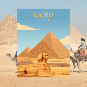 Cartão Postal Pirâmides e Viagens vintage de Sphinx Cairo no Egi