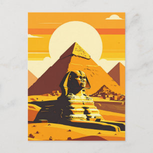 Cartão Postal Pirâmides Egípcias e Esfinge Vintage