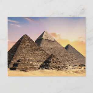 Cartão Postal Pirâmides Esfinge Antigo Egito Faraó Quéops Desert