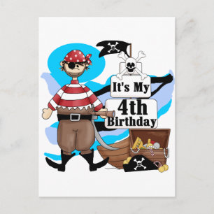 Cartão Postal Pirata 4º aniversário Camisetas e presentes