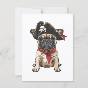 Cartão Postal Pirata - Crânio do Bulldog Francês