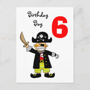 Cartão Postal pirata de 6 anos