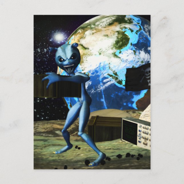 Cartão Postal Pirata de Alienígena da Mothernship (Frente)