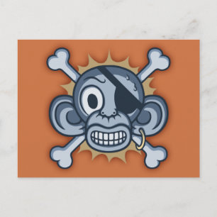 Cartão Postal Pirata de Macaco Azul