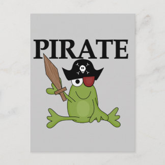 Cartão Postal Pirata de sapo com Camisetas e presentes de espada