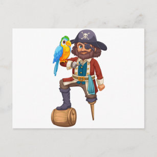 Cartão Postal Pirata e papagaio