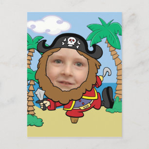 Cartão Postal Pirata Engraçada Corta-Se Face Modelo