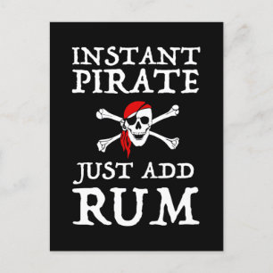 Cartão Postal Pirata Instantânea - Basta Adicionar Rum