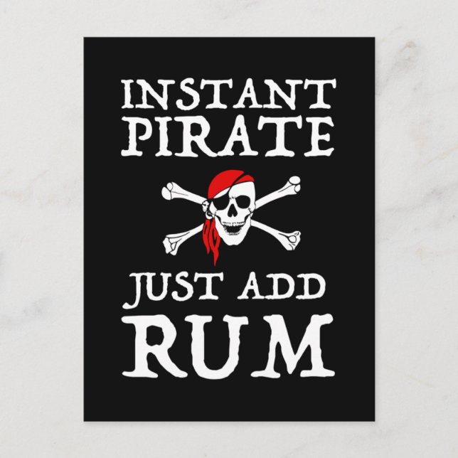 Cartão Postal Pirata Instantânea - Basta Adicionar Rum (Frente)