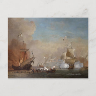 Cartão Postal Piratas atacam uma pintura de navio naval inglês