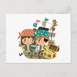 Cartão Postal Piratas Com Tesouro