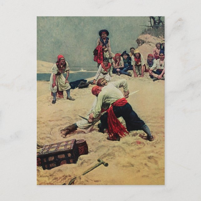 Cartão Postal Piratas lutam pelo tesouro (Frente)