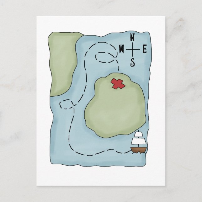 Cartão Postal Piratas - Mapa Pirata (Frente)