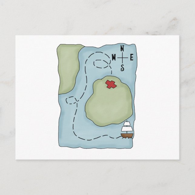 Cartão Postal Piratas - Mapa Pirata (Frente)