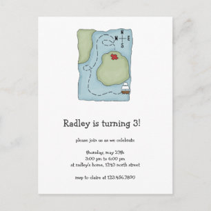 Cartão Postal Piratas - Mapa Pirata