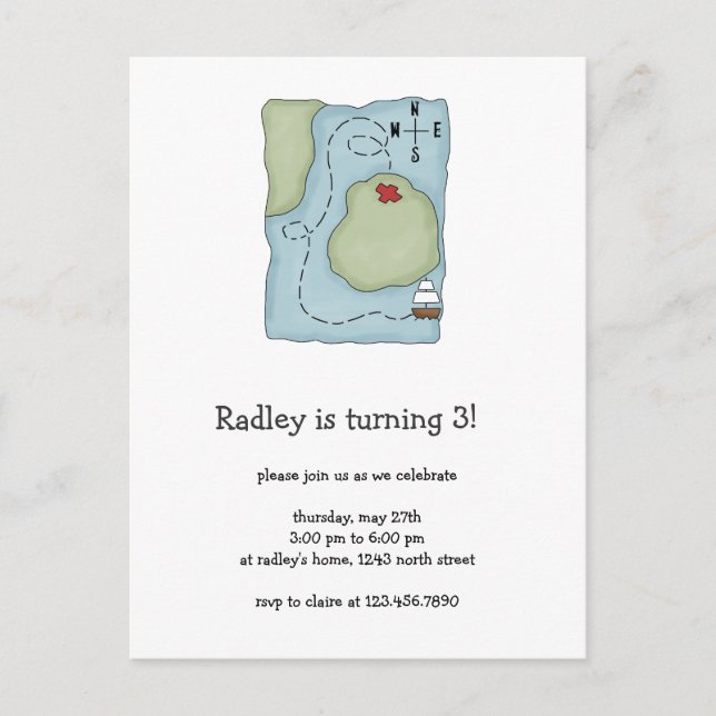 Cartão Postal Piratas - Mapa Pirata (Frente)