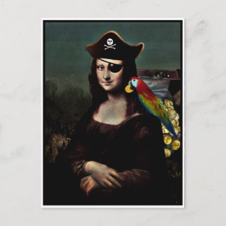 Cartão Postal Pirate Mona Lisa com Patch de Olhos