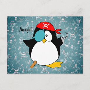 Cartão Postal Pirate Penguin
