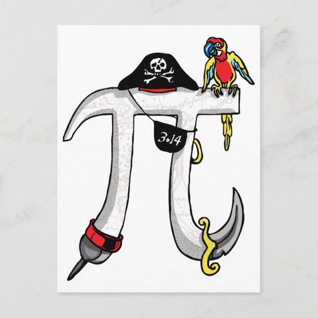 Cartão Postal Pirate Pi Day Gear (Frente)